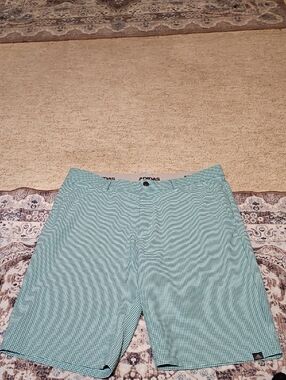 adidas Men's Light Teal Check Athletic Shorts